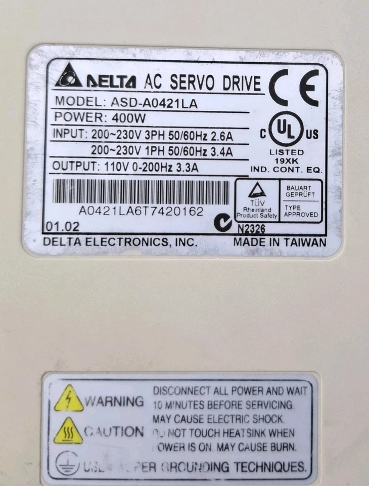 DELTA AC SERVO DRIVE ASD-A0421LA 200~230V 400W ASDA0421LA